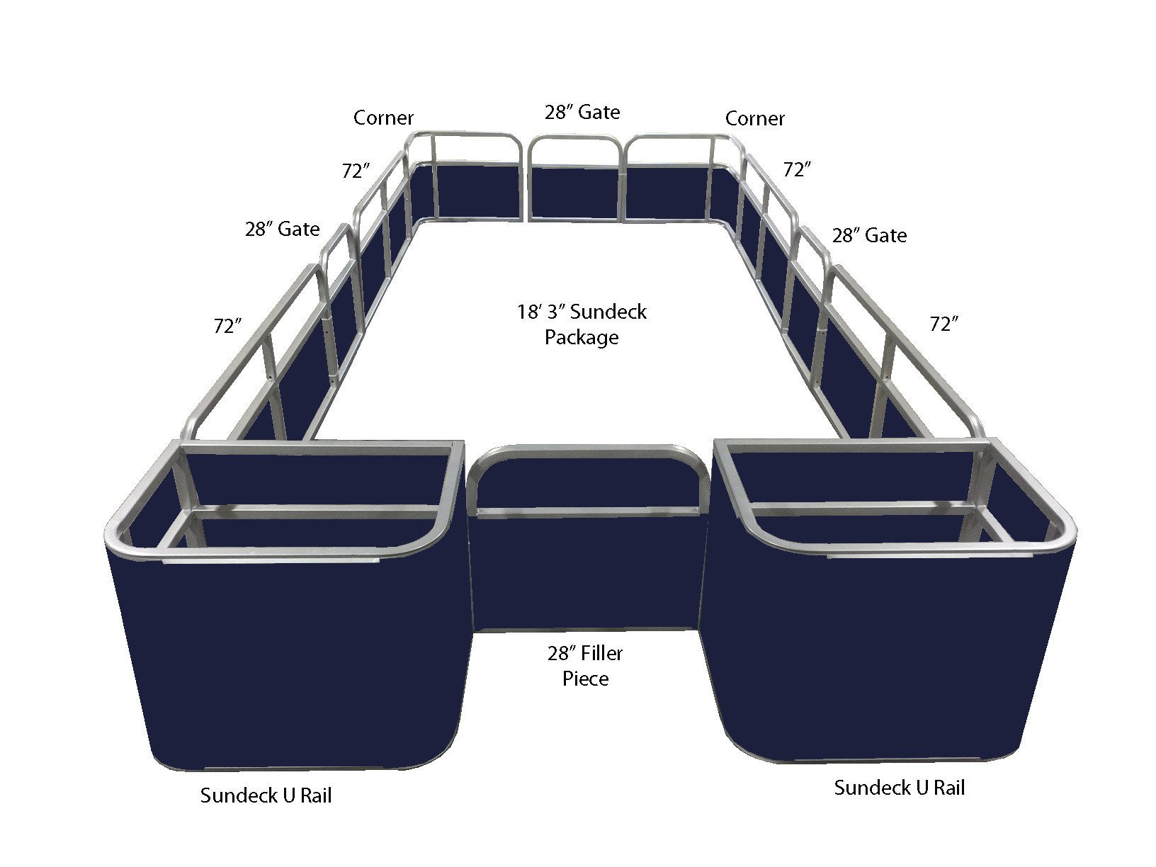18'3" SunDeck Fence Package - FenceForPontoons.com