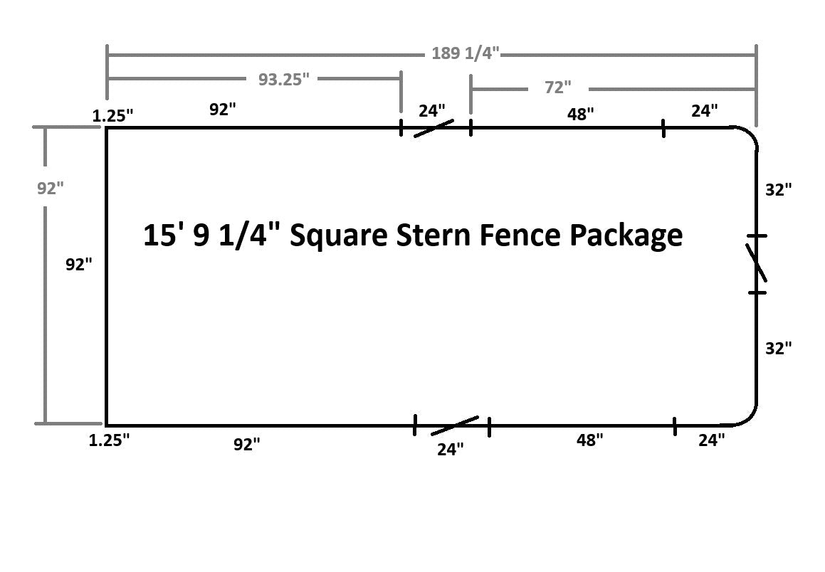 15'4" Square Stern Fence Package - FenceForPontoons.com