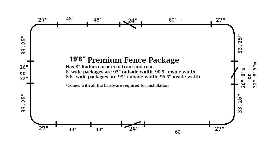 19'6" Standard 8" Radius Fence Package - FenceForPontoons.com