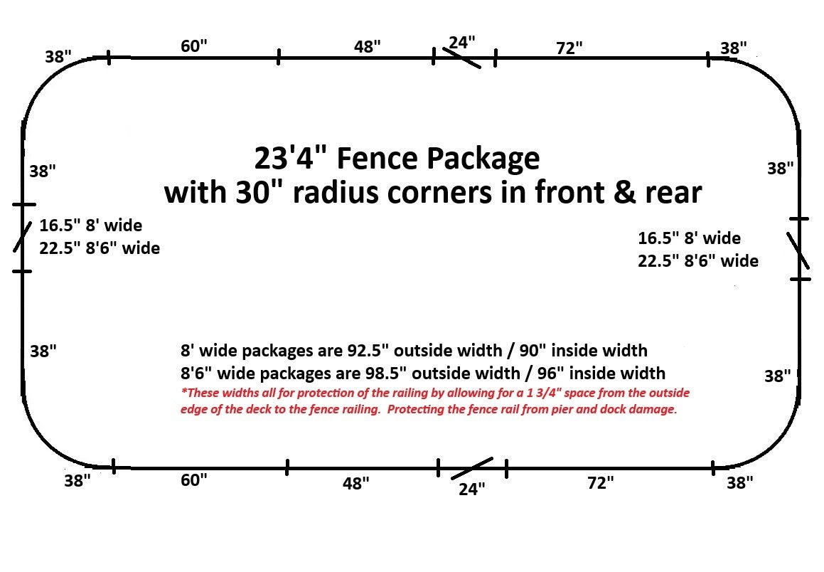 23'4" Dual Radius Fence Package - FenceForPontoons.com