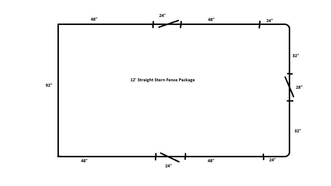 12' Square Stern Fence Package - FenceForPontoons.com