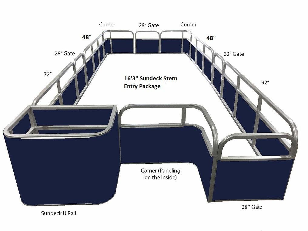 16'3" Sundeck Stern Entry Fence Package - FenceForPontoons.com