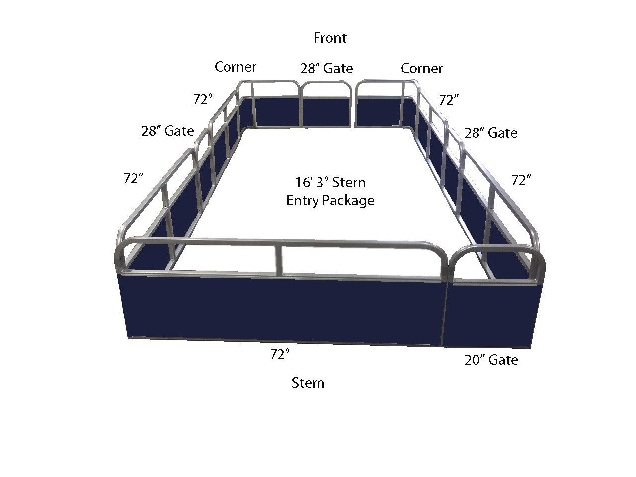 16'4" Stern Entry Fence Package - FenceForPontoons.com