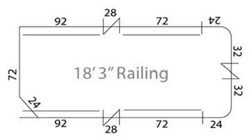 18'3" Stern Entry Fence Package - FenceForPontoons.com