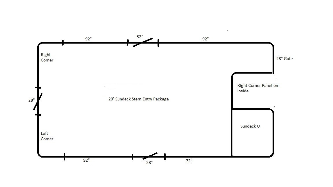 20' Sundeck Stern Entry Fence Package - FenceForPontoons.com