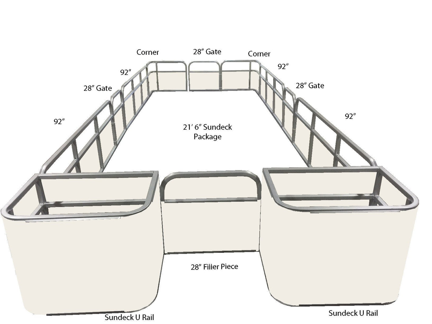 21'6" SunDeck Fence Package - FenceForPontoons.com