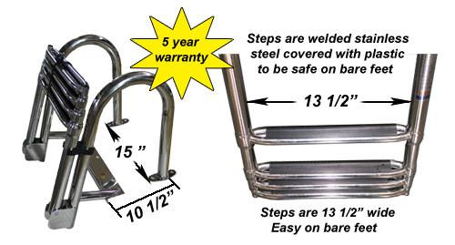 Heavy Duty 4 Step Stern Ladder - FenceForPontoons.com